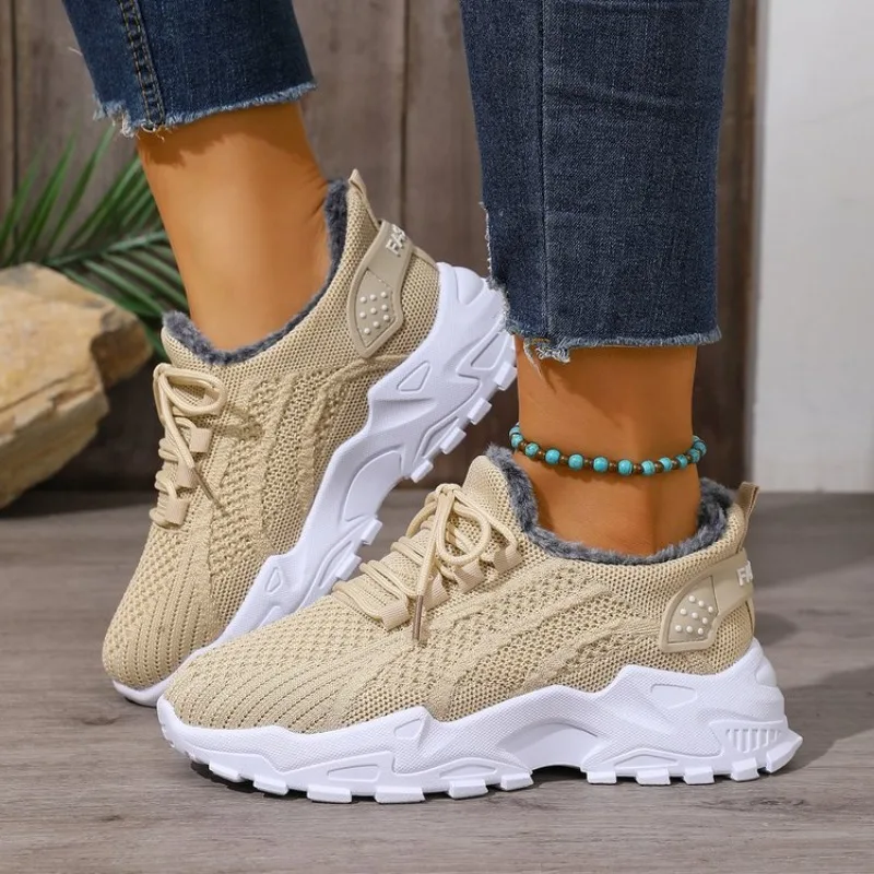 Sneakers termiche da donna per - Knit Fabric Lace Up Sneakers recensione e prezzo